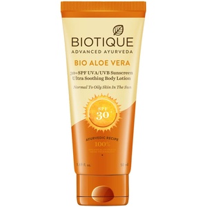 BIO ALOE VERA 30+ SPF Sunscreen Ultra Soothing Face Lotion For Normal To Oily Skin Biotique
