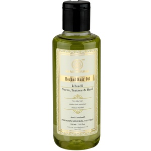 Neem, Basil & Tea Tree Ayurvedic Hair Oil No Mineral Oil Paraben Free Khadi