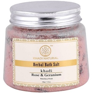 Rose & Geranium With Rose Petals Bath Salt Khadi Natural